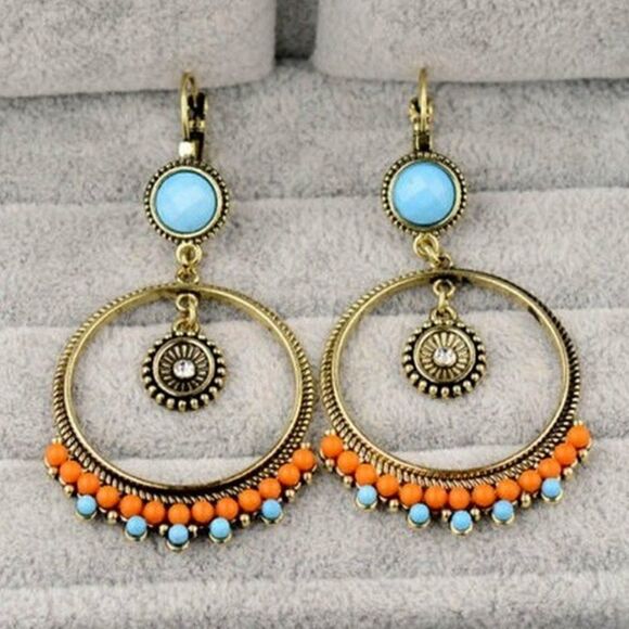 GOLD BOHEMIAN ROUND EARRINGS  - Picture 4 of 8